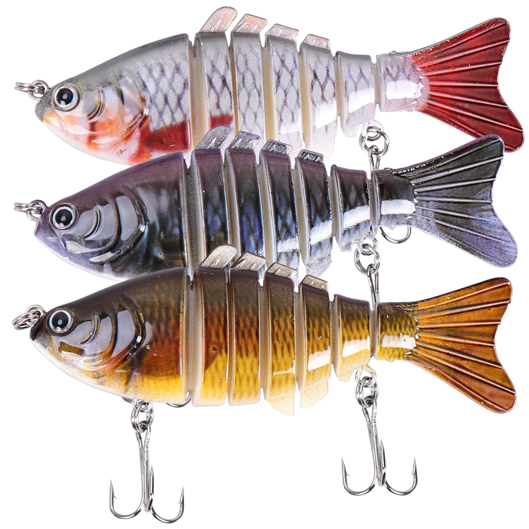 RESTCLOUD Fishing Lures for Freshwater and Saltwater, Lifelike Swimbait, Slow Sinking Bass Fishing Lure, 3-Pack
