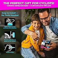 Vista 8 de LOOM® Bike Spoke Reflectors Gift Set 72 Pcs Premium 8cm Reflective Clips for Bicycles - 360° High Visibility Wheel Spoke Skins - Night Safety