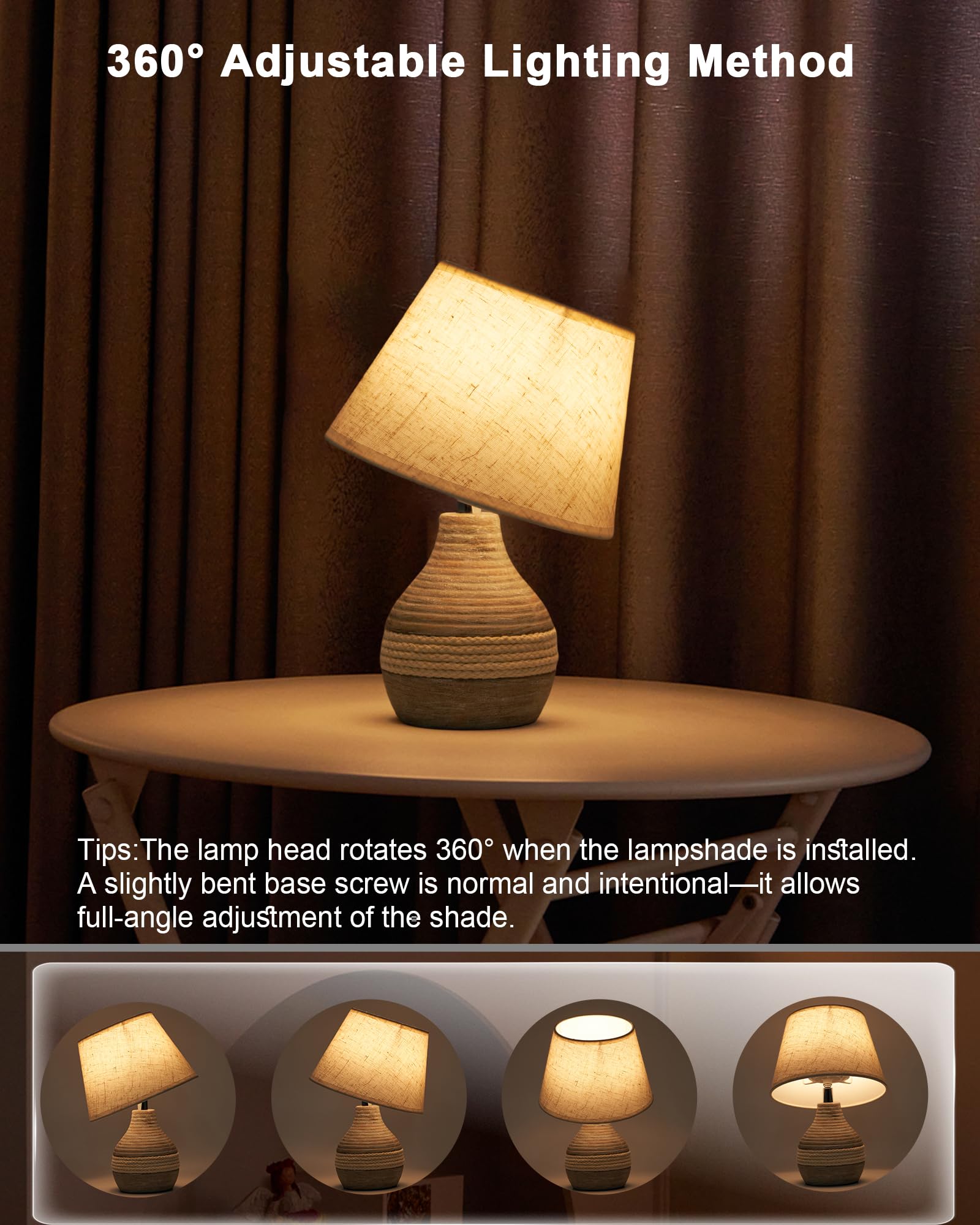 Lampada da tavolo in ceramica senza fili con timer, dimmer, paralume di lino, lampada da tavolo a telecomando, piccola lampada da tavolo ricaricabile, lampada da comodino moderna Mid Century