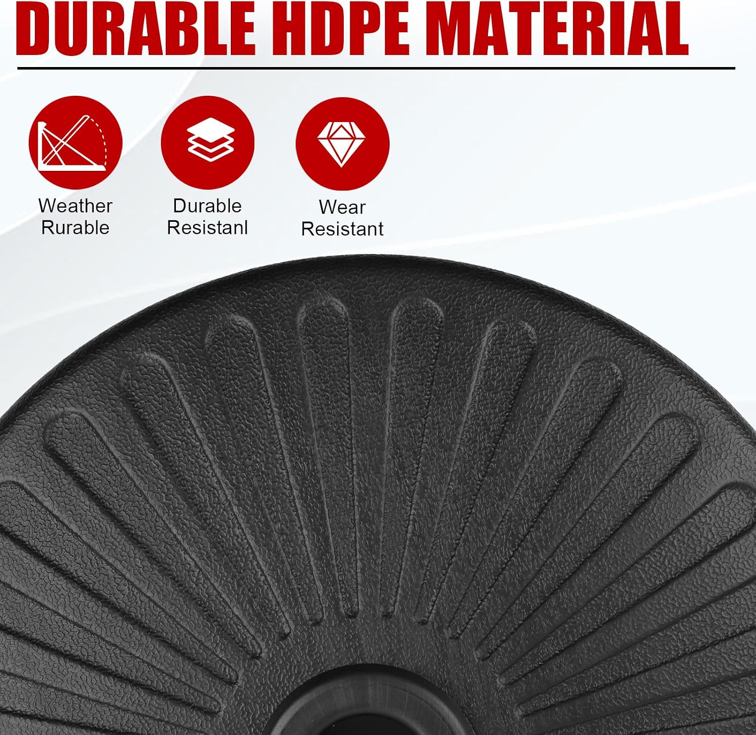 Umbrella Base Water Filled Stand, Market Patio Outdoor Heavy Duty Umbrella Stand with Double Nut, Water Sand Fillable Base for Outdoor Patio, Beach, Table, Garden, Lawn, Backyard, Pool, Black