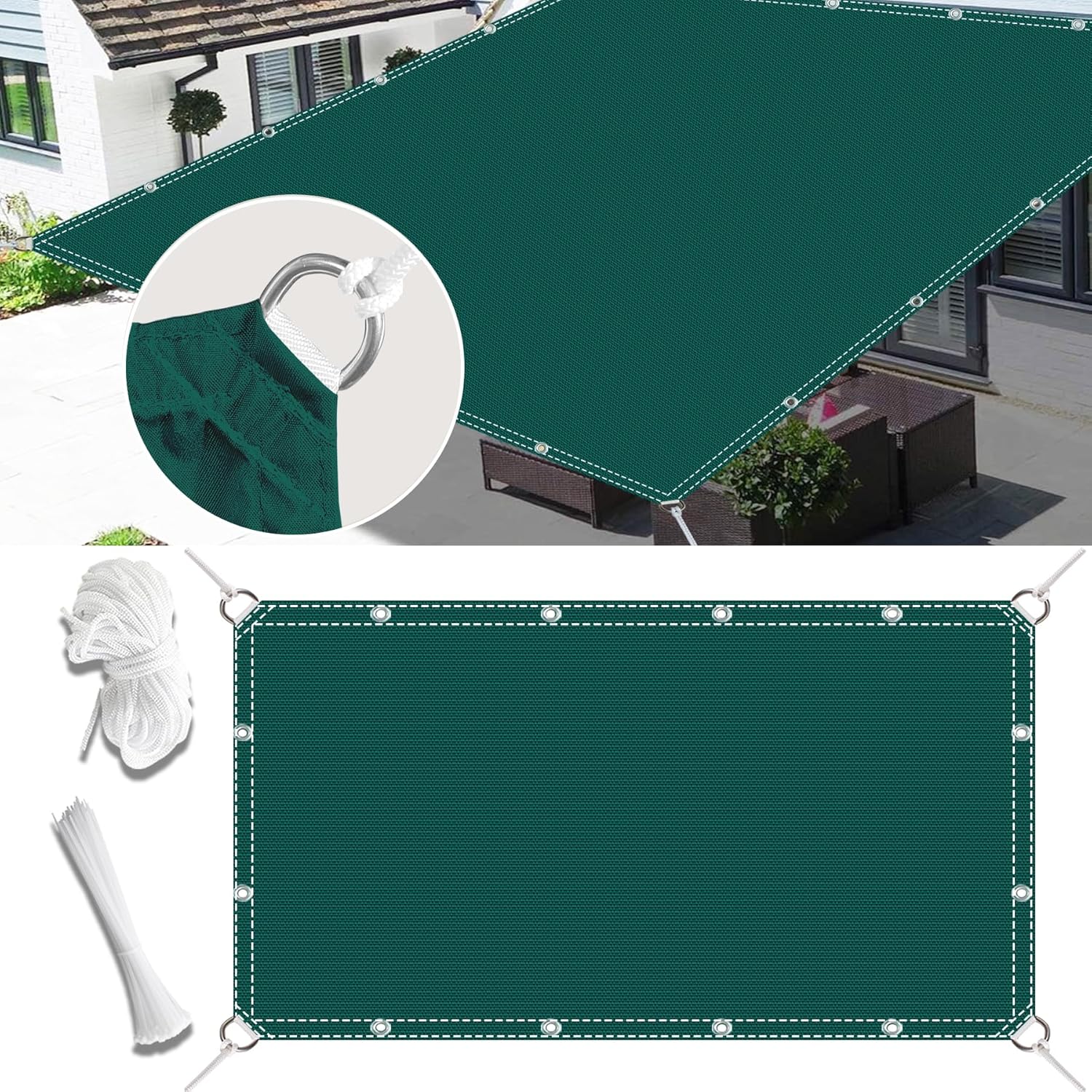 シェード 日よけ 5.5x6.5m 遮熱性能が素晴らしい 遮光、目隠し効果良好 ベランダ キャンプ ベランダ 目隠し アイデア 簡単