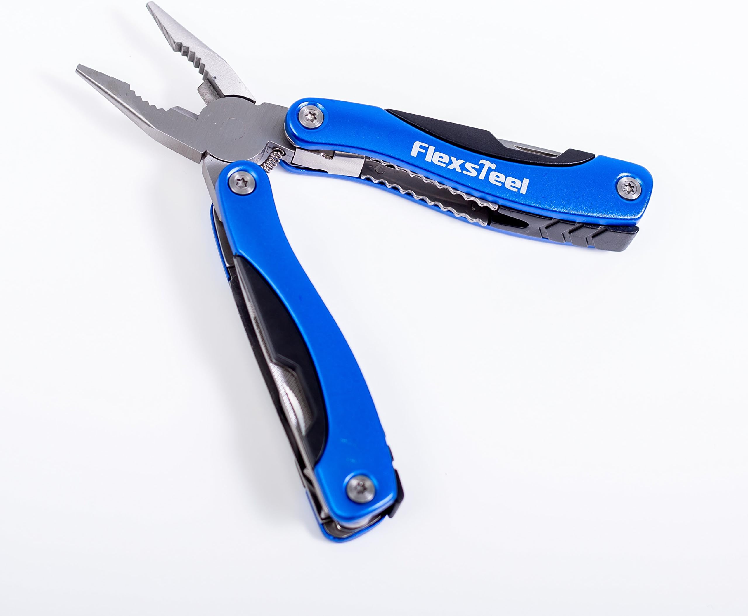 LE ML001 Flexsteel 12 Combination Multi-Tool with Nylon Belt Pouch: 12 Convenient Tools in ONE Small but Durable Multitool! Pliers Screwdrivers Knife Can Opener File Saw Cutters and Bottle opener! 10 Year Warranty!