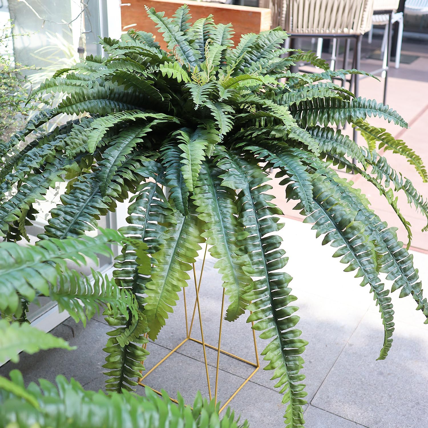 Large Artificial Boston Fern 68" Fake Ferns Silk Artificial Plants for Outdoor Planter Patio Home Office Garden Porch Faux Greenery Decor - Image 3