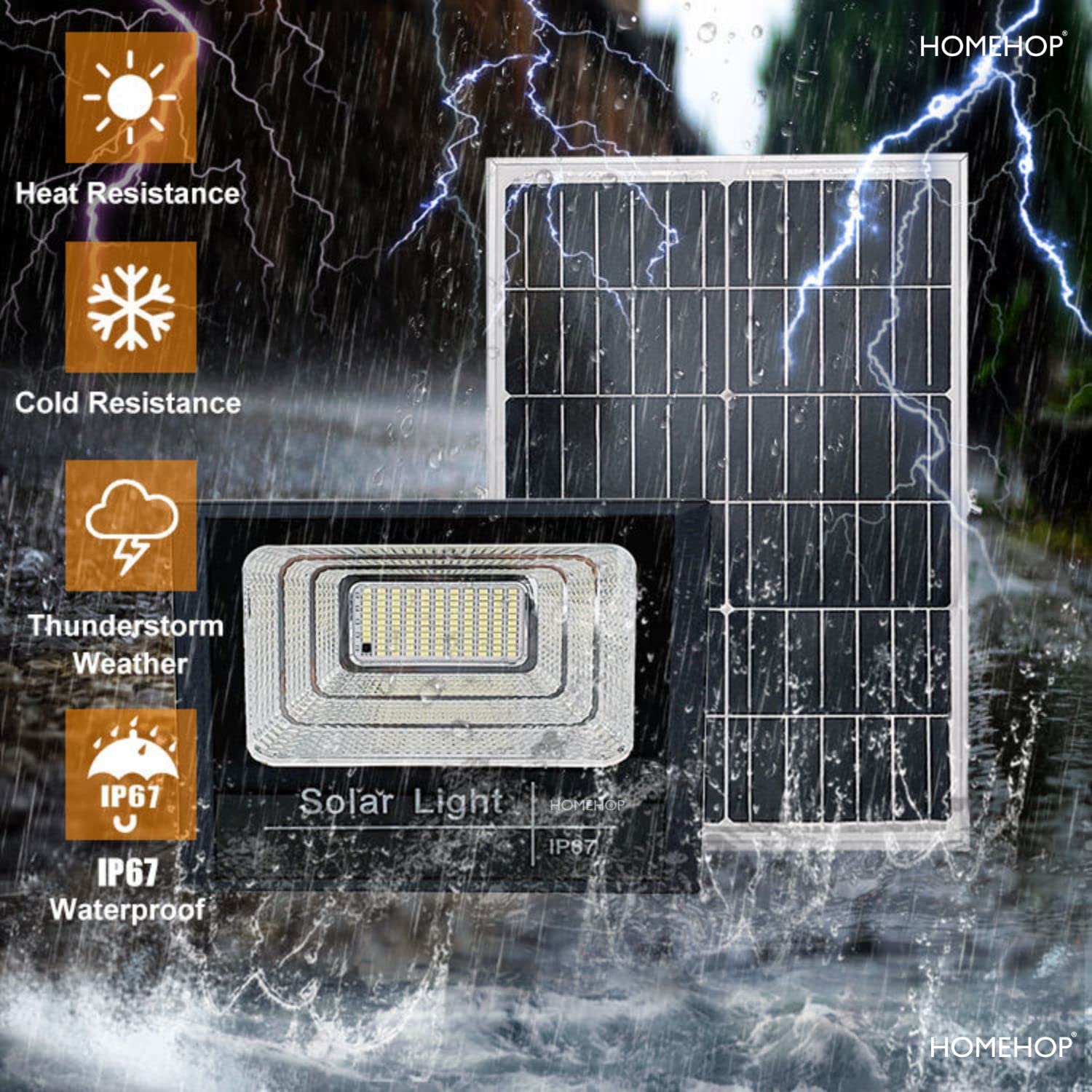 Homehop Solar Flood Light - 100W Outdoor Garden Light -5 Homehop Solar Flood Light - 100W Outdoor Garden Light -5