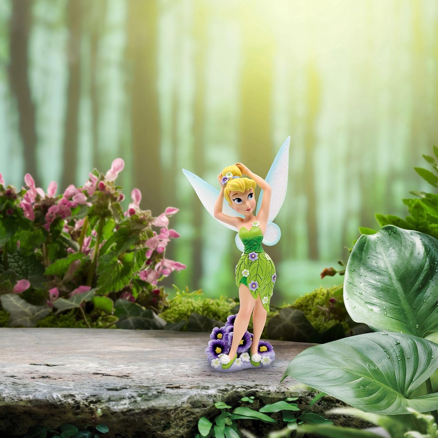 Enesco Disney Showcase Botanical Tinker Bell in Pansies Figurine, 8.11 Inch, Multicolor