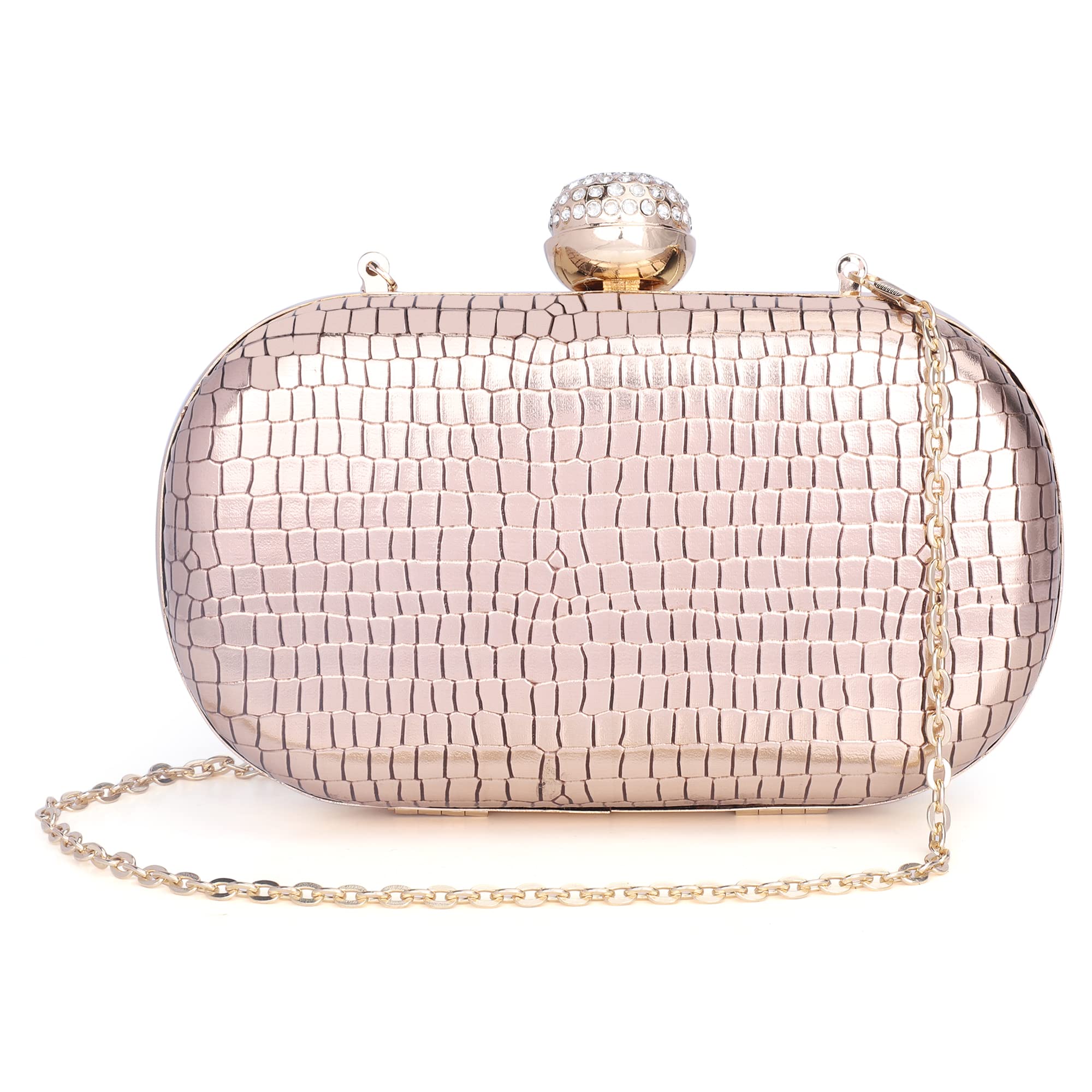 The Clownfish Soniva Collection Faux Leather Womens Party Clutch Ladies Wallet Evening Bag with Fashionable Round Corners (Golden) (B09VZ9WH5R) Amazon Price History, Amazon Price Tracker