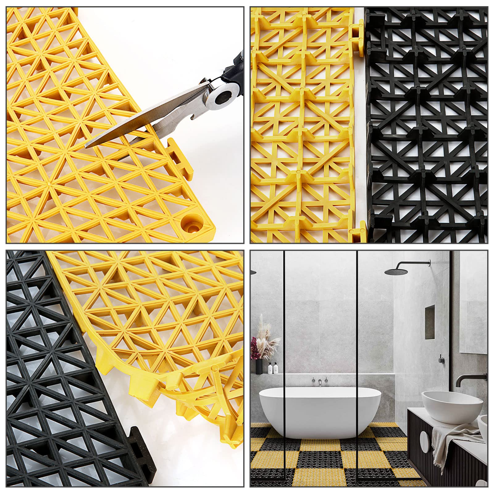 PVC Drainagematten Set - 30,5x30,5 Cm, Ineinandergreifend, Mit Abflusslöchern, Rutschfest, Für Dusche & Pool
