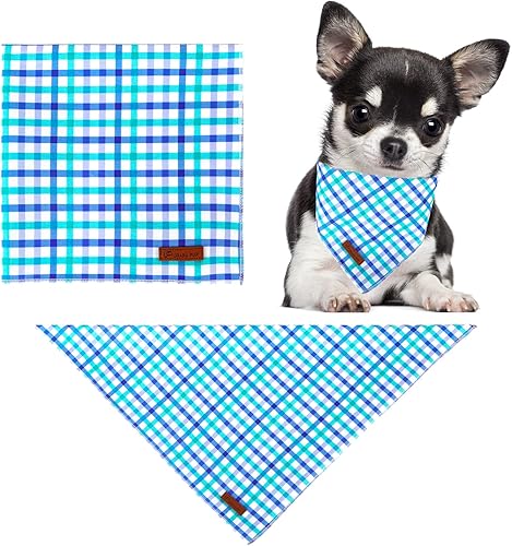 Miniatura 3 de UP URARA PUP Bandana de verano para perro, cómoda bufanda triangular de algodón para perros medianos y grandes, pañuelo lavable para perros machos y