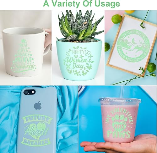 Miniatura 5 de GIRAFVINYL Vinilo con purpurina arcoíris verde azulado de 12 pulgadas x 4 pies, vinilo autoadhesivo fácil de quitar para decoración de bricolaje