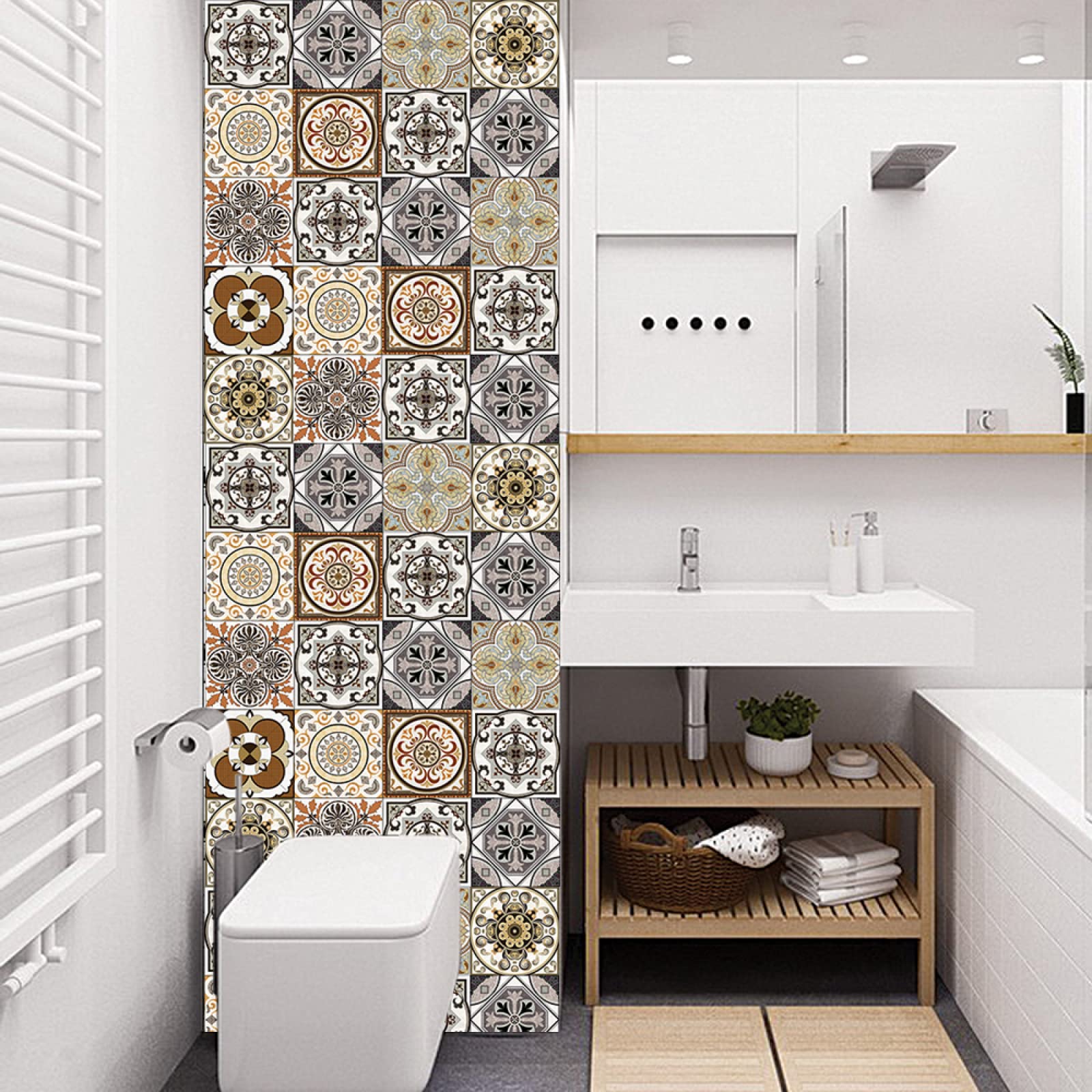 Naklejki imitujące płytki mozaikowe, Peel And Stick Tile Stickers Yellow Pattern 10/15/20cm 10/20/30 Pcs(10cm x 10cm*30PCS)