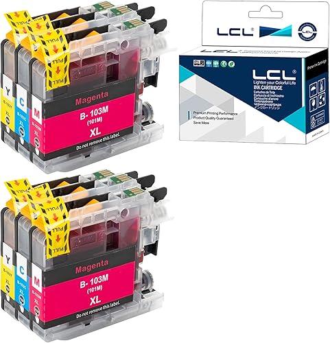 Miniatura 1 de LCL Cartucho de tinta de repuesto compatible para Brother LC101 LC101XL LC-103 LC103 XL LC103XL LC1013PKS LC1033PKS de alto rendimiento DCP-J132W