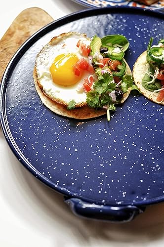 Miniatura 5 de IMUSA USA 11" esmalte moteado azul redondo en acero Comal con mango lateral