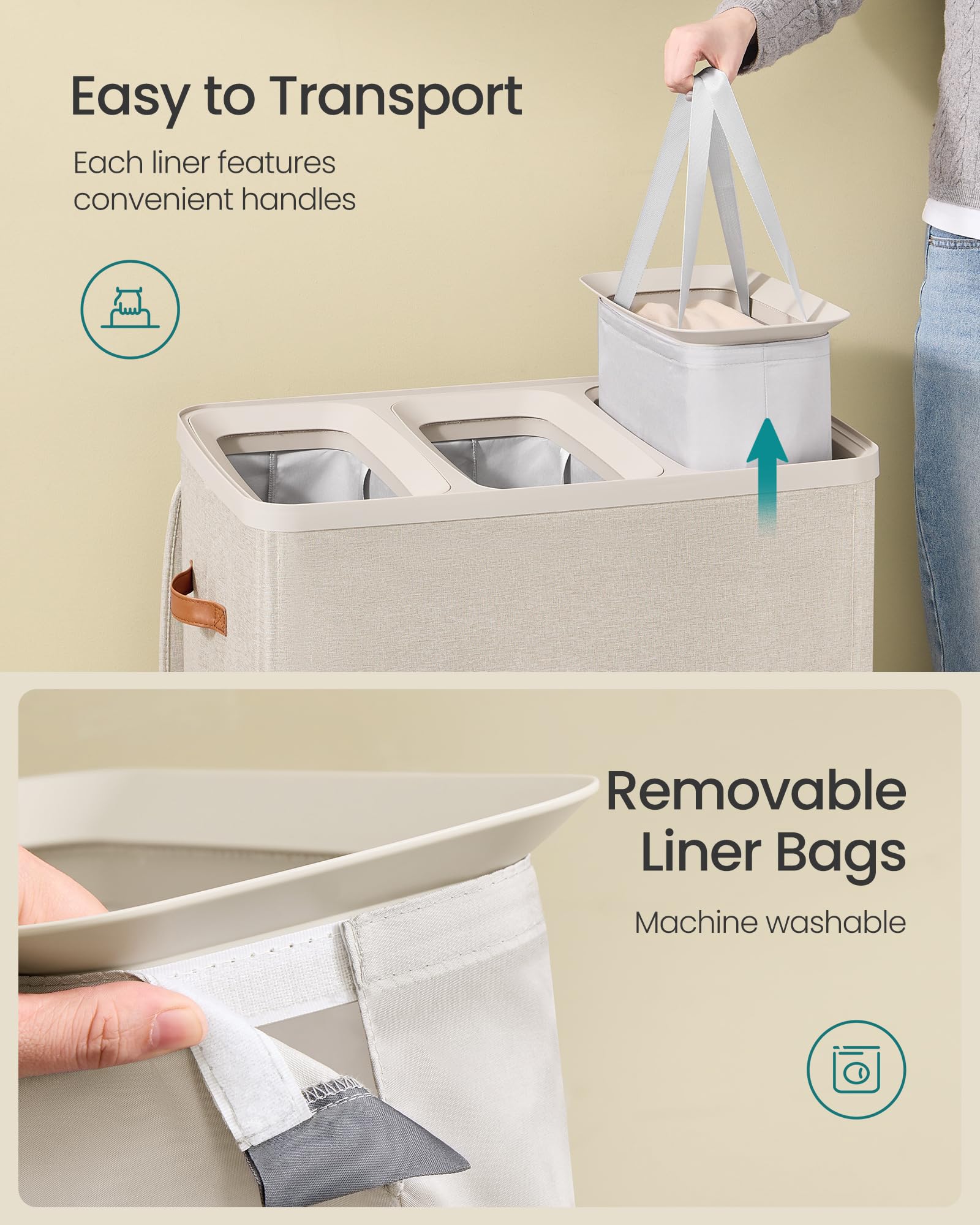 Amazon.com: SONGMICS Laundry Basket, 190L Laundry Hamper with Lid