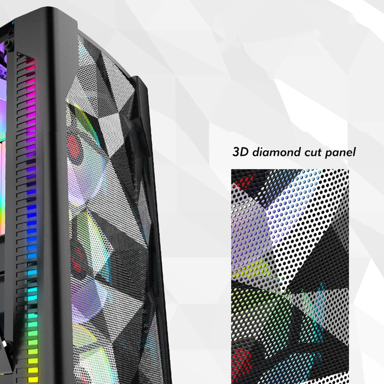 Obudowa komputera Mid-Tower do gier, Obudowa Desktop ATX Micro-ATX ITX, Panel boczny ze szkła hartowanego, Fabrycznie zainstalowane 6 wentylatorów, Nadaje się do gier i pracy biurowej (Size : Black)