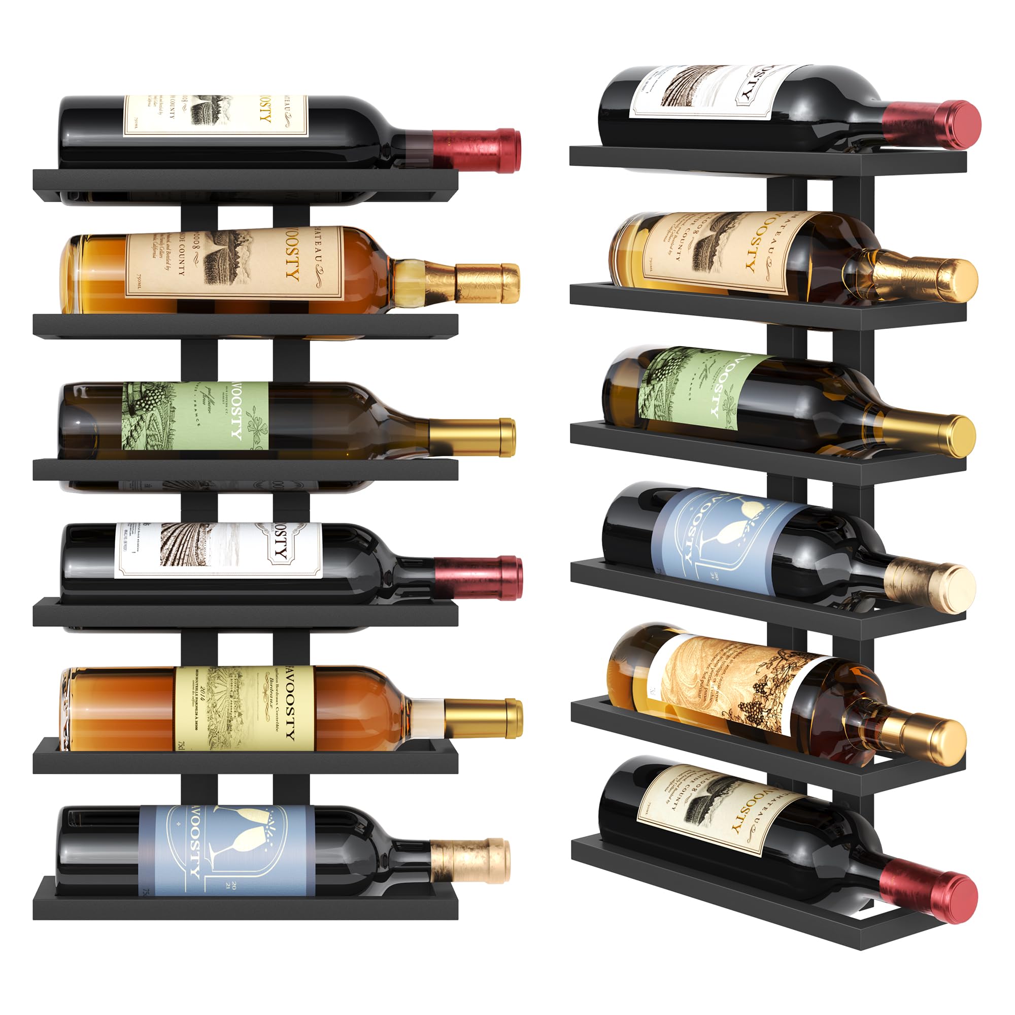 FAVOOSTY Botellero de Pared, Botellero Vertical, Estante para Botellas con 8 Niveles, 8 Botellas de Vino, Soporte para Botellas, Estante de Metal para Botellas de Vino, para Comedor, Bodega, Negro — view 8