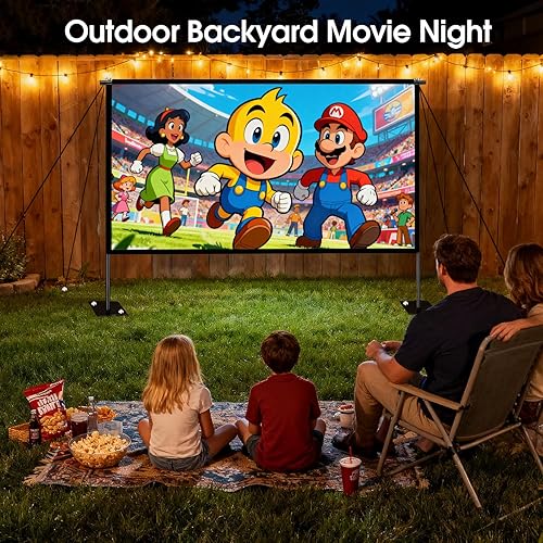 Miniatura 3 de Pantalla de proyector con soporte, kit de proyección portátil para interiores y exteriores de 120 pulgadas, marco de metal, sin arrugas, 169 4K HD,