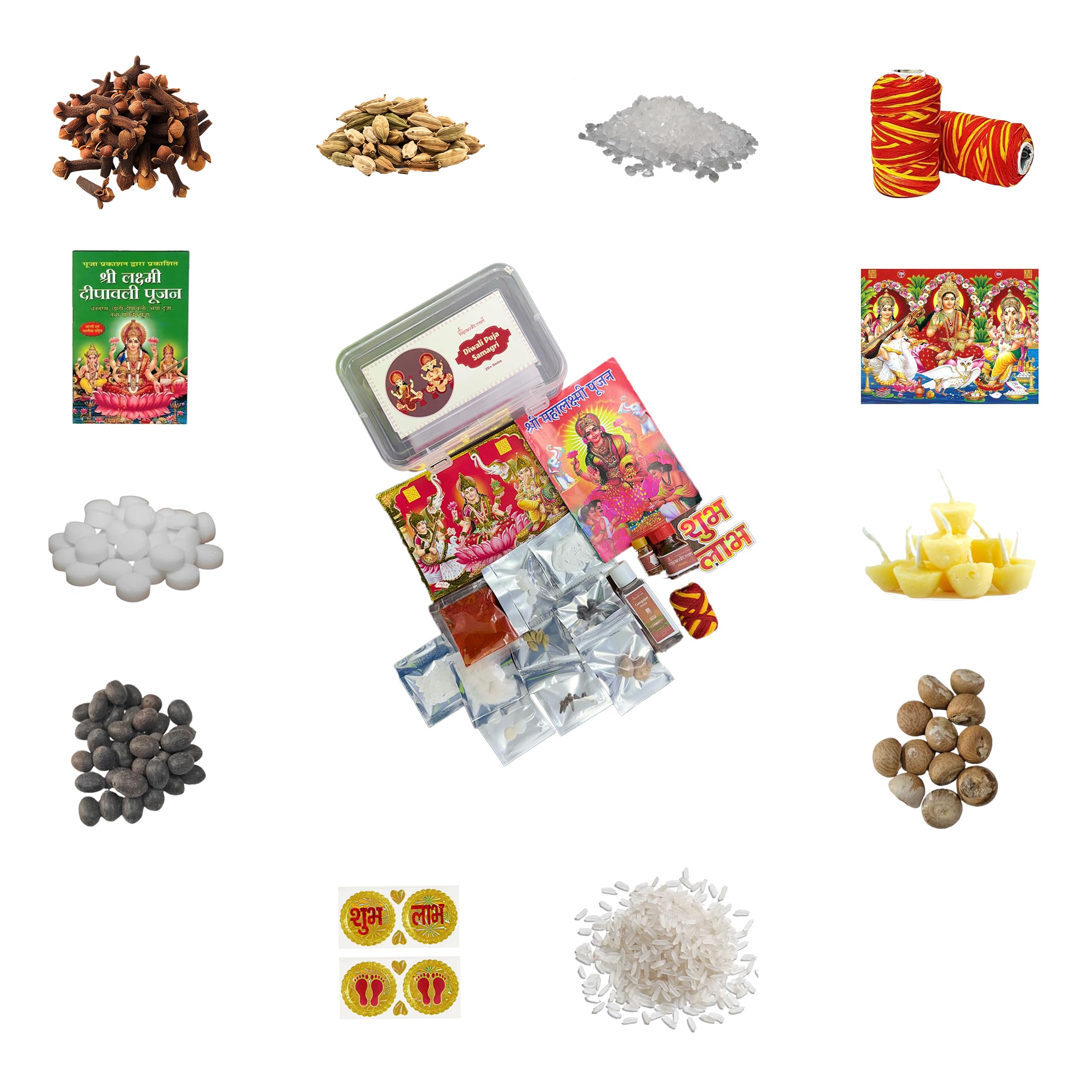 99Pandit Premium Diwali Puja Samagri Kit for Lakshmi Pujan | Complete Deepavali Pooja Kit with Pujan Vidhi (20+Authentic Items)