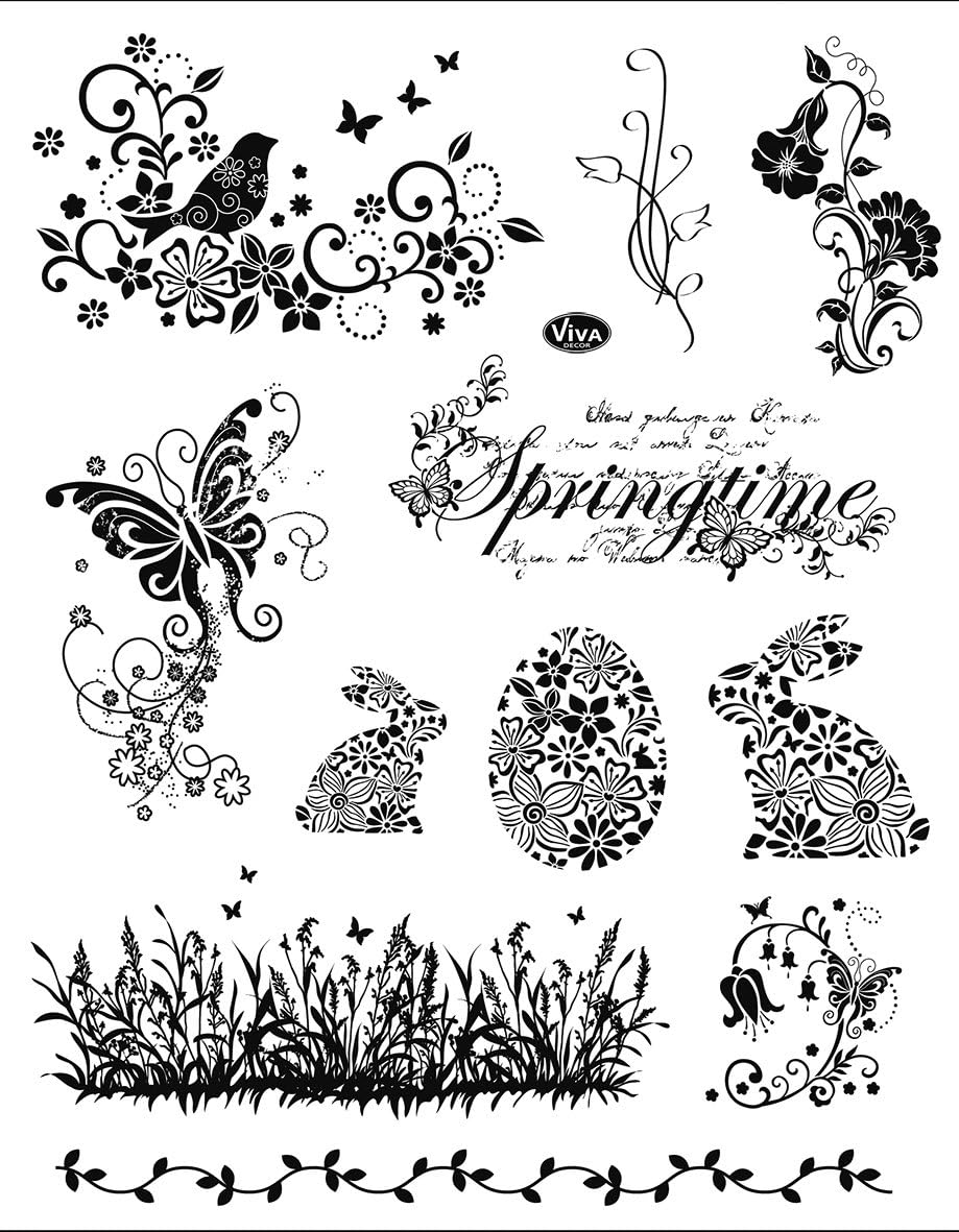 Viva Décor 400301400 Springtime and Easter Bunnies Clear Silicone Stamp