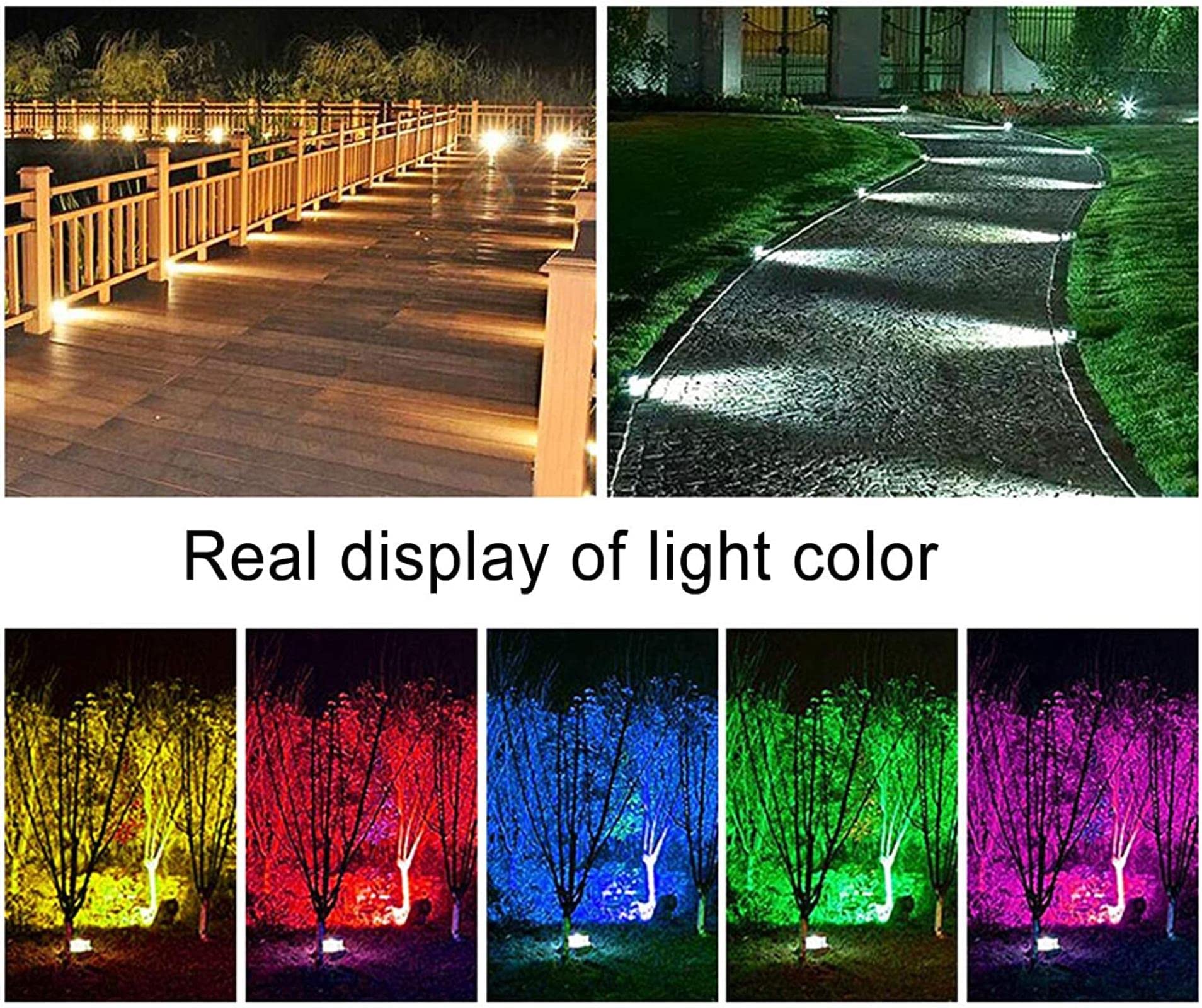 LED-Untergrundleuchte für den Außenbereich, IP65, wasserdicht, eingebettet, für den Garten, Innenhof, Stufenlicht, seitliches Licht emittierendes Erdgeschosslicht, acht Farbmodi