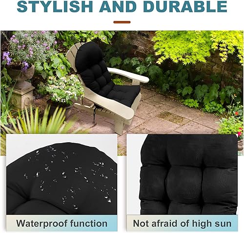 Miniatura 4 de Cojín para silla de patio Adirondack, cojín de respaldo alto para mecedora de 44 x 19 x 4 pulgadas, cojín para silla de asiento al aire libre,