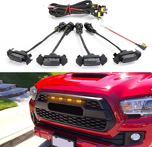 Miniatura 11 de Seven Sparta 4 luces LED para parrilla con adaptador de fusible compatibles con parrilla delantera Toyota Tacoma TRD Pro OEM 2016-2023 (luz ámbar