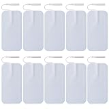 10 Electrodos Grandes Dispositivo TENS - Pads de Repuesto Auto-Adhesivos 2x4 Pulgadas con Conectores Pin de 2mm - Compatibles con la Mayoría de Dispositivos TENS