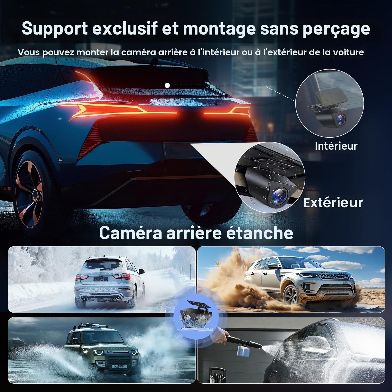 Vtopek 10" Dashcam Rétroviseur WiFi Dashcam Voiture Avant Arriere 4K+1080P