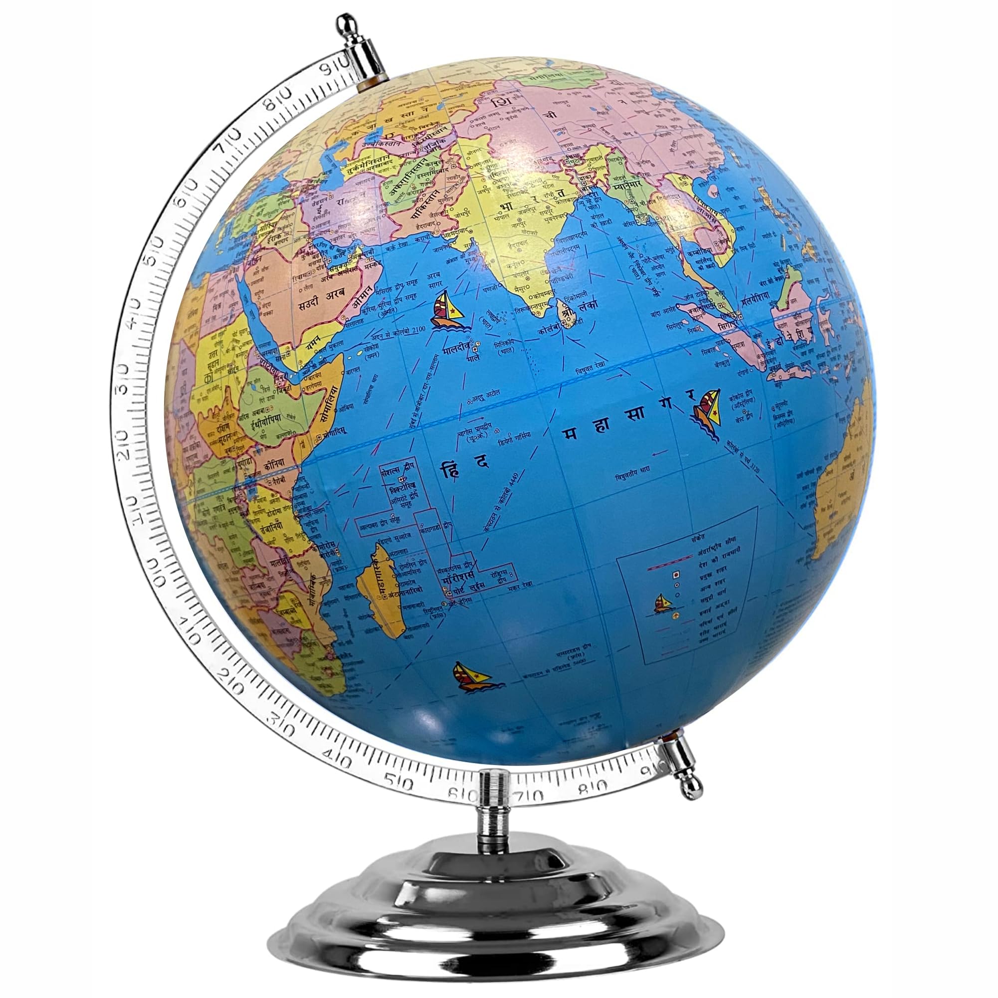GLOBEDADDY 12 Inch Globe with Heavy Metal Base & Magnifying Glass for Kids Learning, Office Table, Student's Study & Kid's Birthday Gift