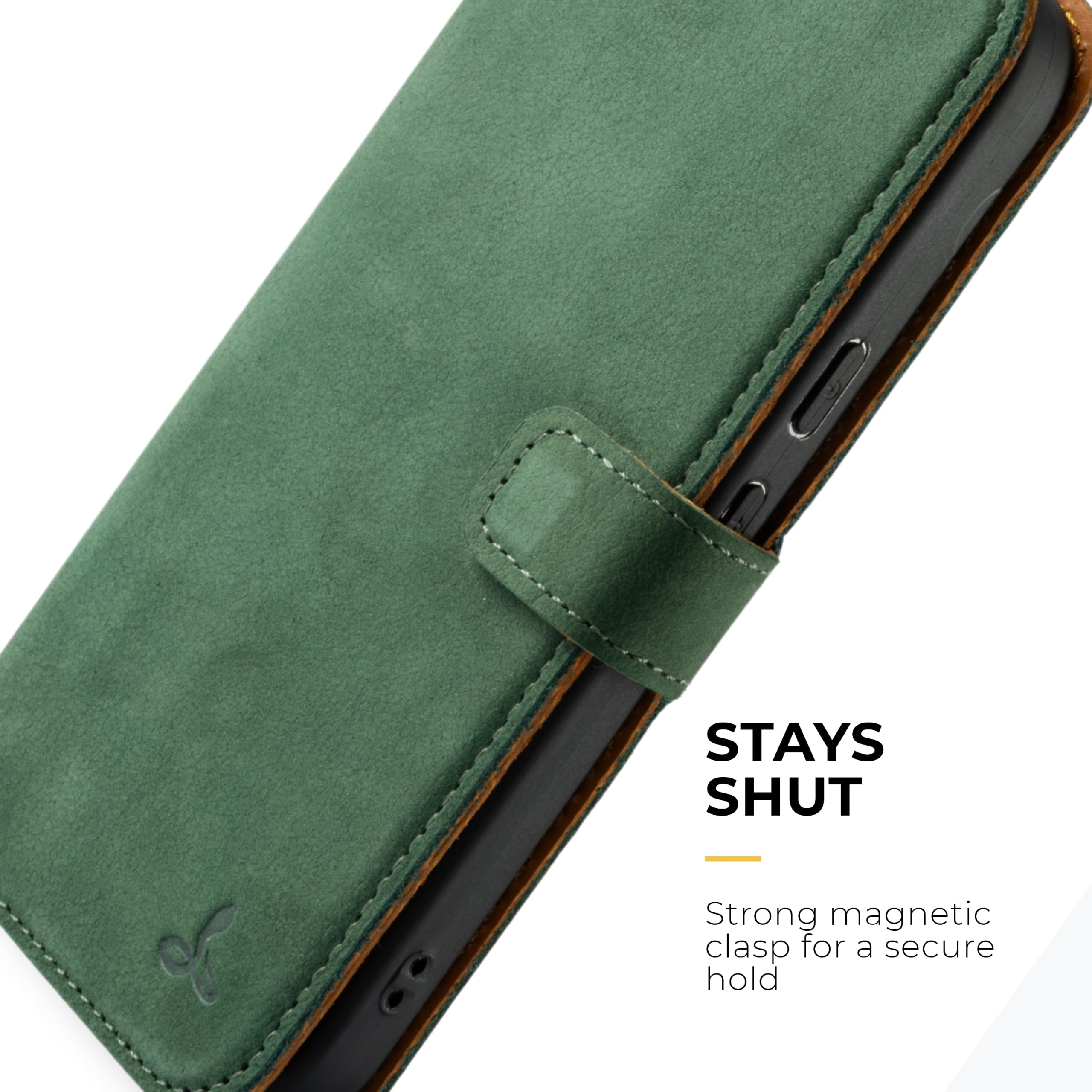 Snakehive Custodia in vera pelle per Google Pixel 11 Pro - Custodia a portafoglio con scomparti per carte e supporto (verde)