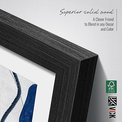 Miniatura 4 de VCK Portarretratos de 5 x 7, 2 unidades, grano de madera natural, roble negro y vidrio HD, para fotos de 4 x 6 con paspartú o 5 x 7 sin paspartú,