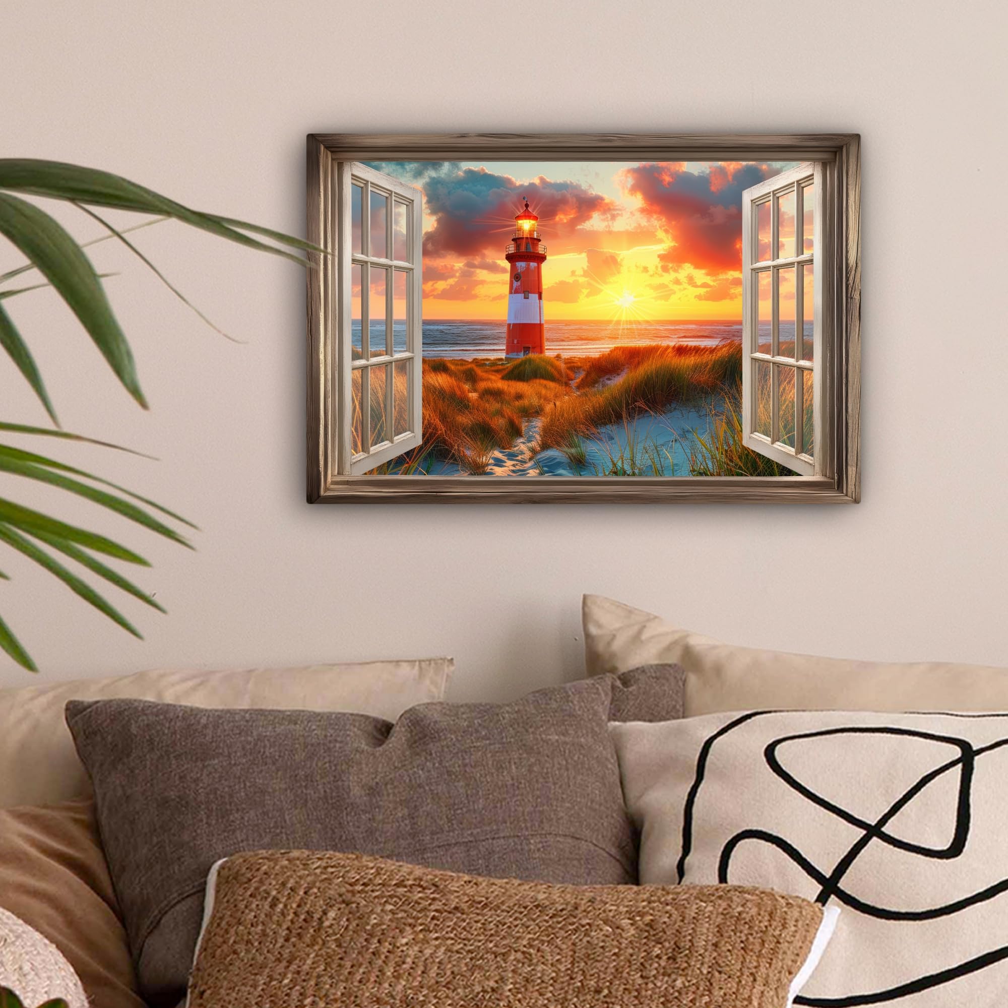 MuchoWow© Canvas Wall Art Decor Paintings Print framed on Pictures, View - Window, 30L x 20W cm - Image 6