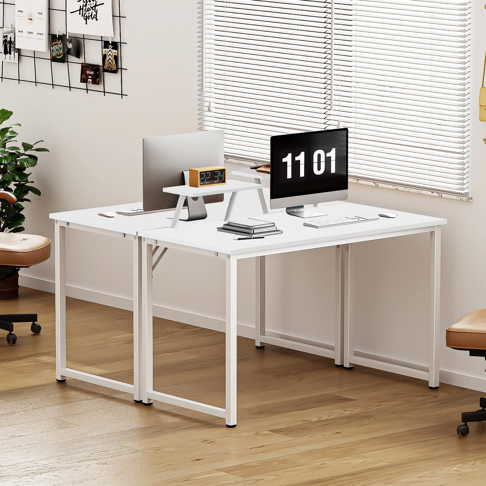 soges Scrivania 100 x 50 cm, scrivania per computer portatile, tavolo da lavoro, scrivania in legno, stabile e durevole, per casa e ufficio, bianco