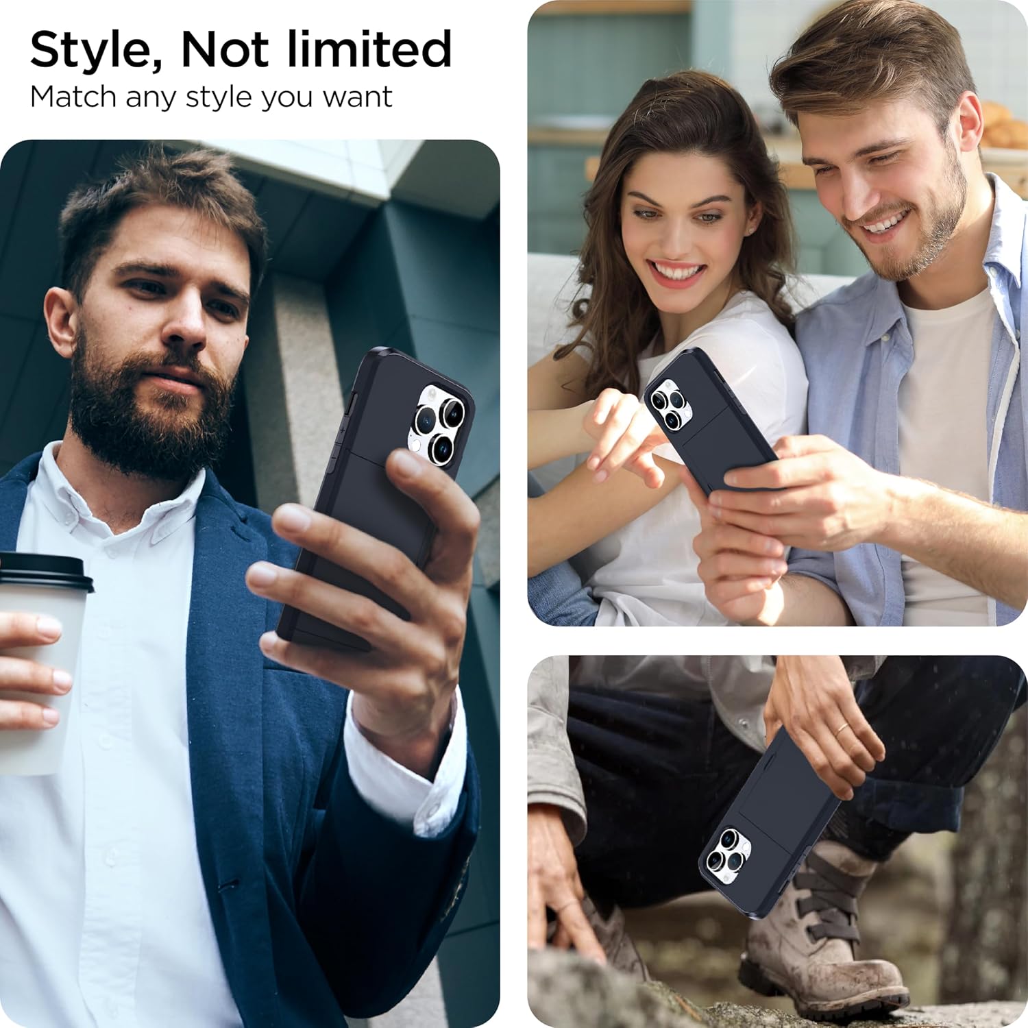 harusaki 𝟐𝟎𝟐𝟒 𝗡𝗘𝗪 iPhone 15 Pro Case with Card Holder - Wireless Charging Compatible iPhone 15 Pro Wallet Case with Hidden Card Slot for Men and Women (Black) image 2