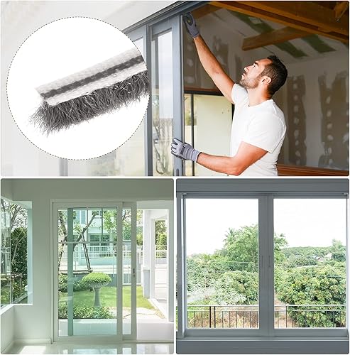 Miniatura 3 de METALLIXITY Burlete de cepillo (932 x 14 x 32.8 pies), ranura para tarjetas, tira de cepillo para puerta, ventana, armario