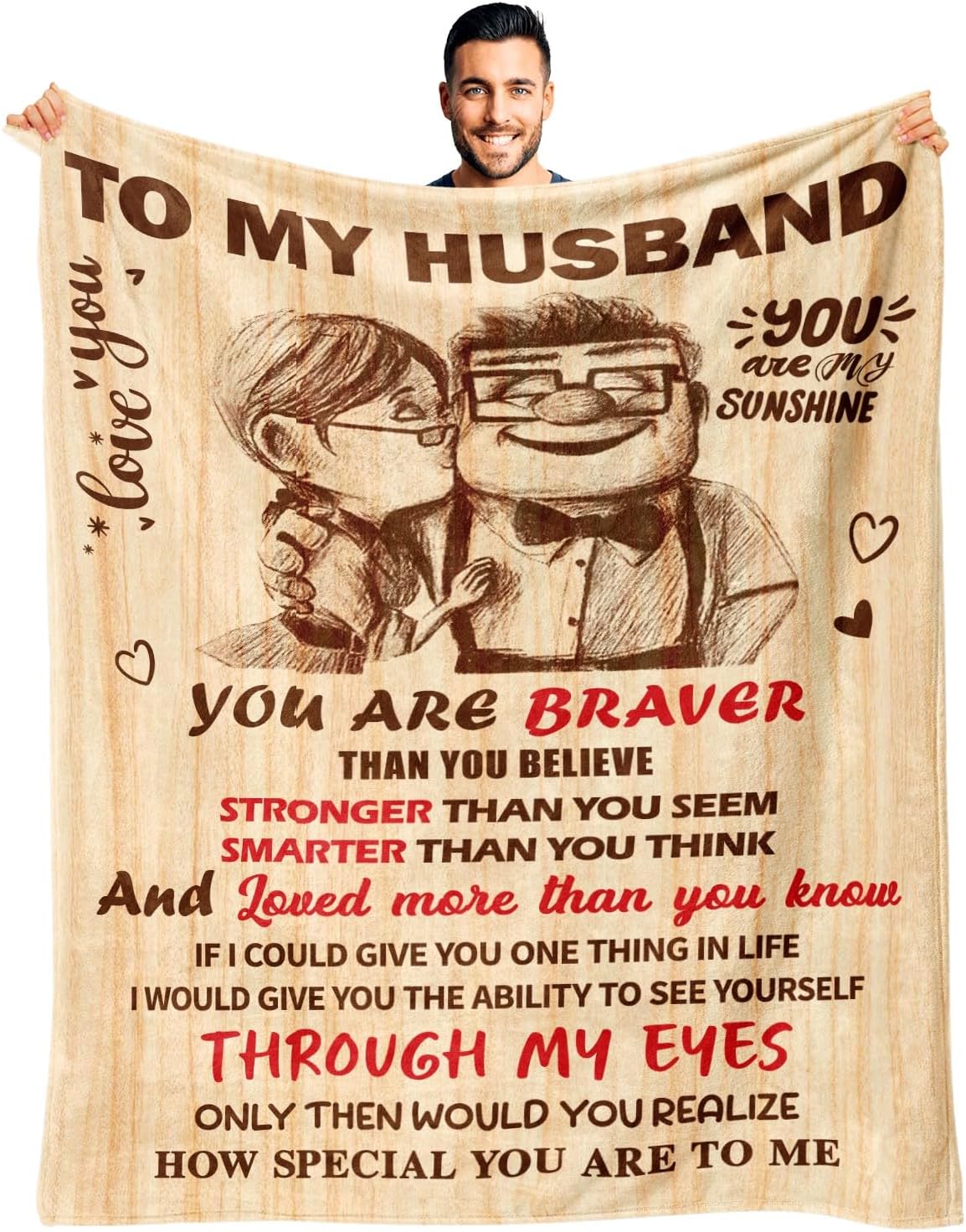 Valentines Day Gifts for Him Husband - Anniversary Wedding Gifts for Men Husband - Husbands Birthday Gift from Wife - Romantic I Love You Blanket Gift for Him - to My Husbands Blanket 50"x60"