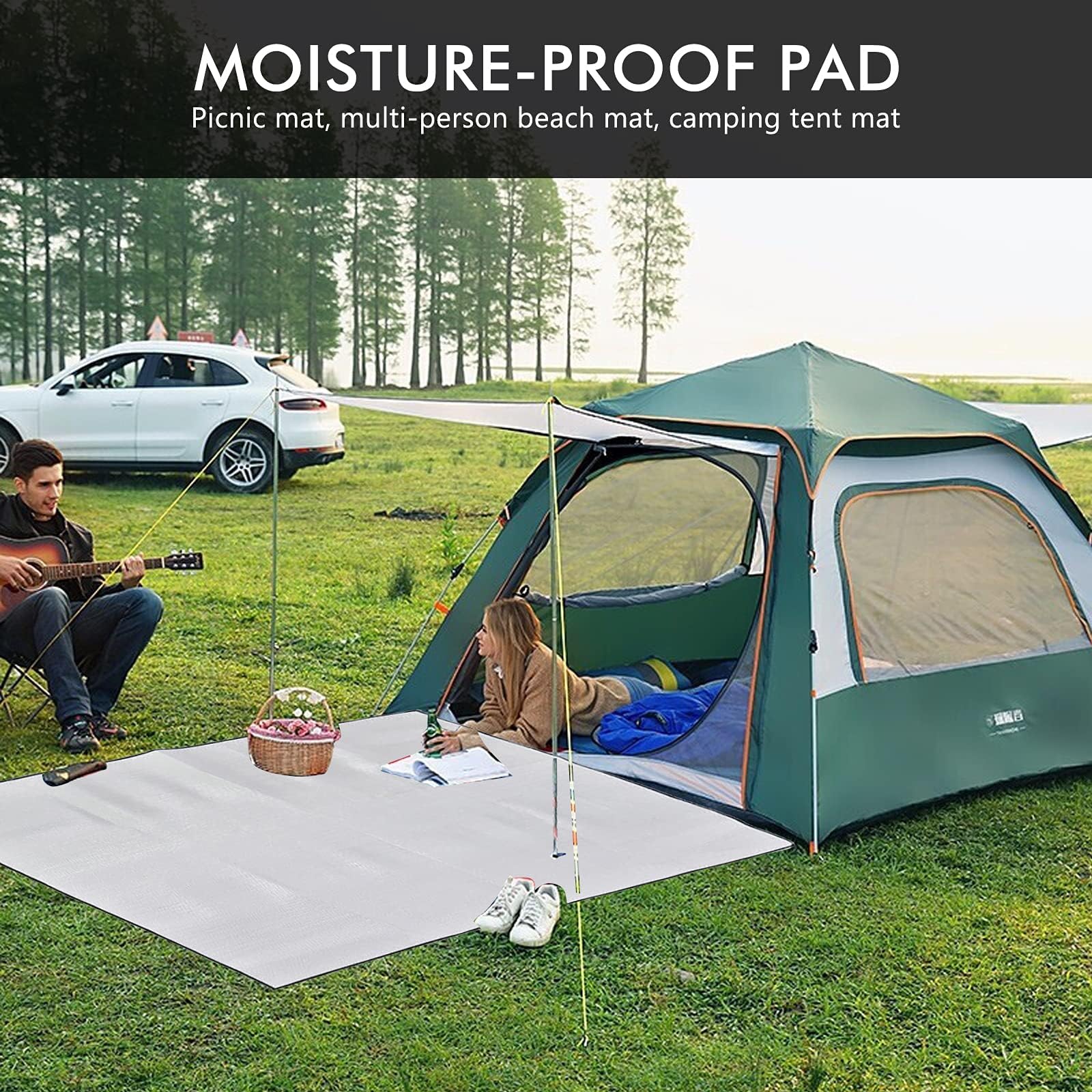 Camping Insulation Mat 200 * 150cm składana aluminiowa mata izolacyjna z pianki do spania na zewnątrz kemping, piesze wycieczki, piknik (srebrna)