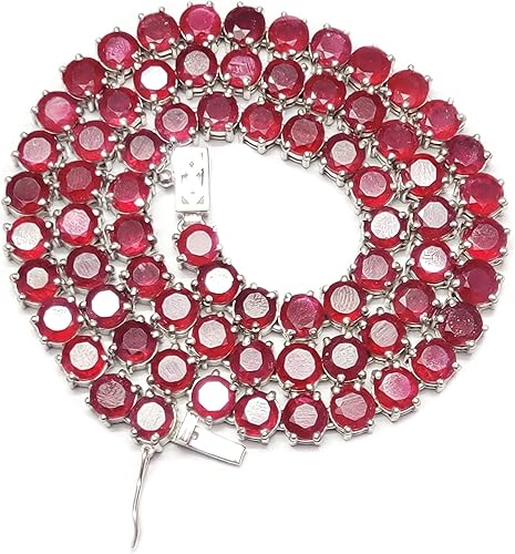 Ruby Tennis Necklace 6 mm Round Ruby Necklace Red Ruby Necklace Real Ruby Neckla