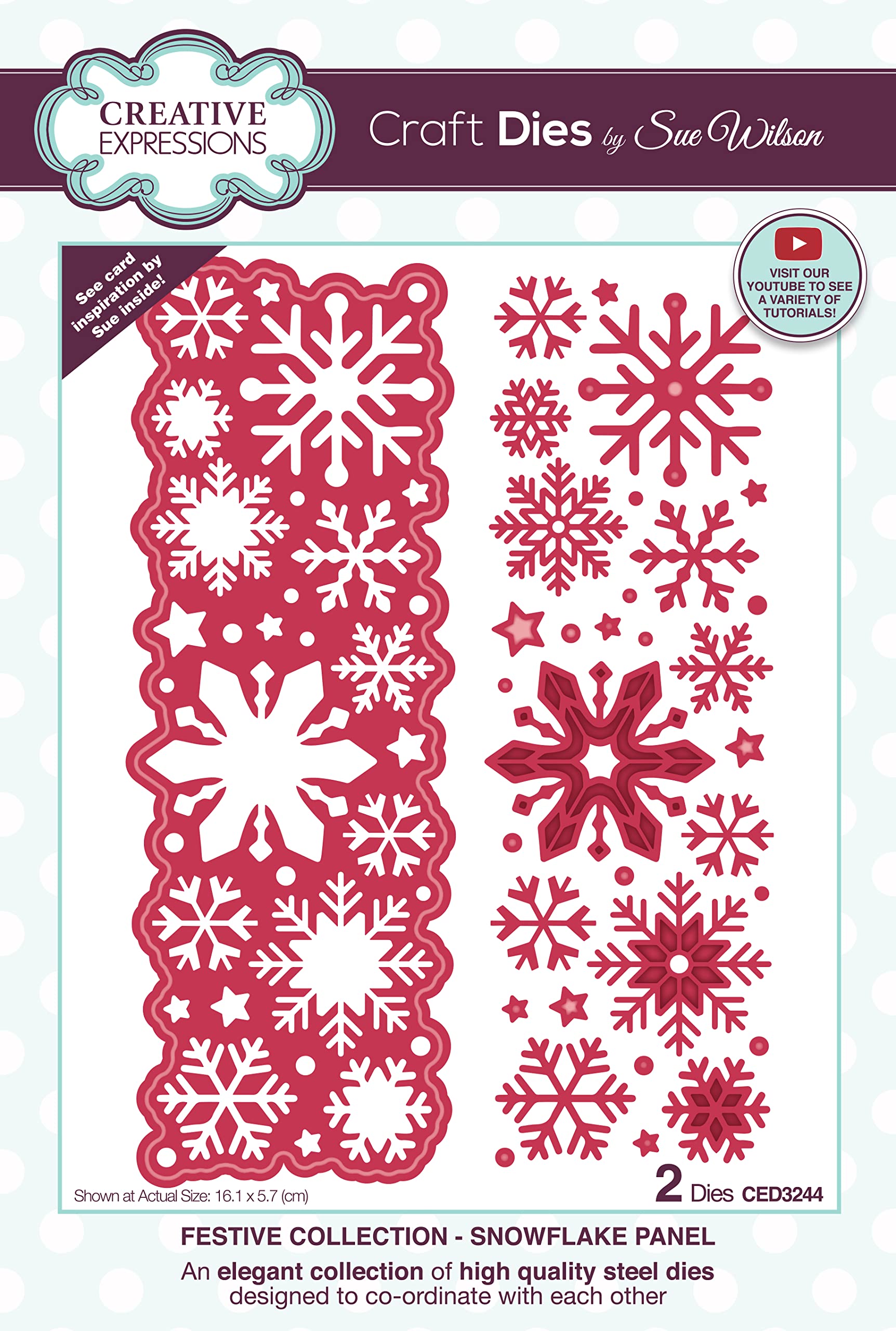 Creative ExpressionsSue Wilson-Festive Collection-Snowflake Panel-Craft, Metal, Largest die 16.1 x 5.7 cm