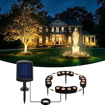 Sublume Ring Solar Tree Lights Outdoor, Landscape Uplights, Warm White