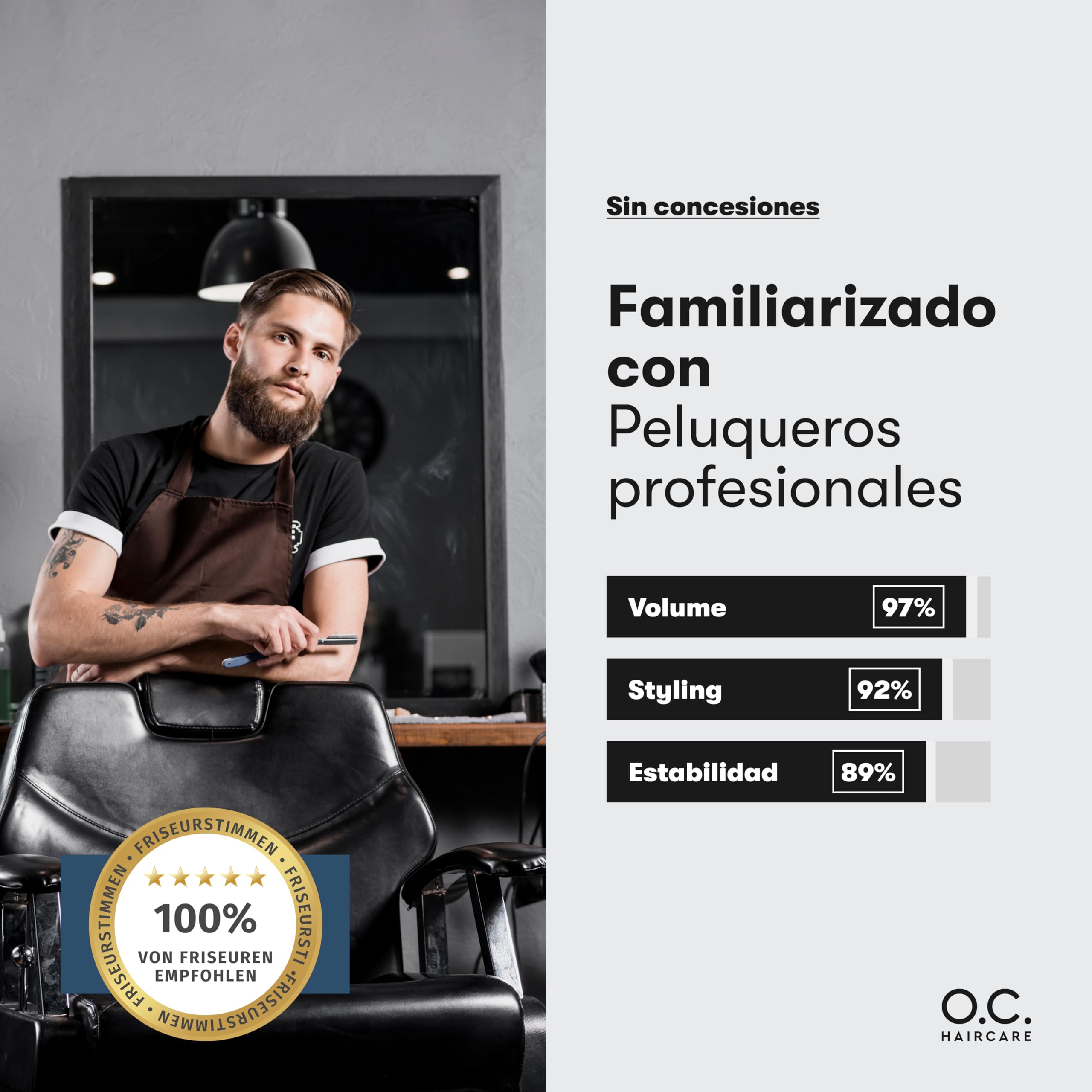 O.C. HAIRCARE Sea Salt Spray – 200 ml spray de sal marina para el cabello – prueba 30 días sin riesgos – potenciador de volumen para una sensación más completa del cabello con agarre fuerte – 100%