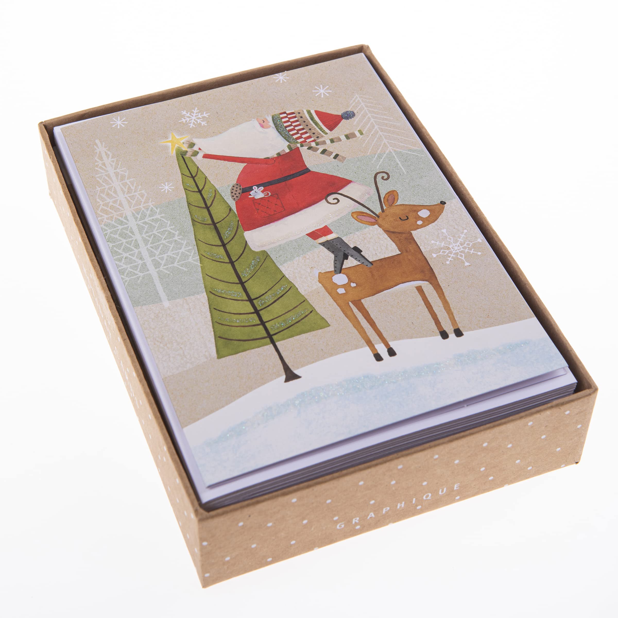 Graphique Santa Driving Holiday Cards - Pack Of 15 Christmas Cards With Envelopes