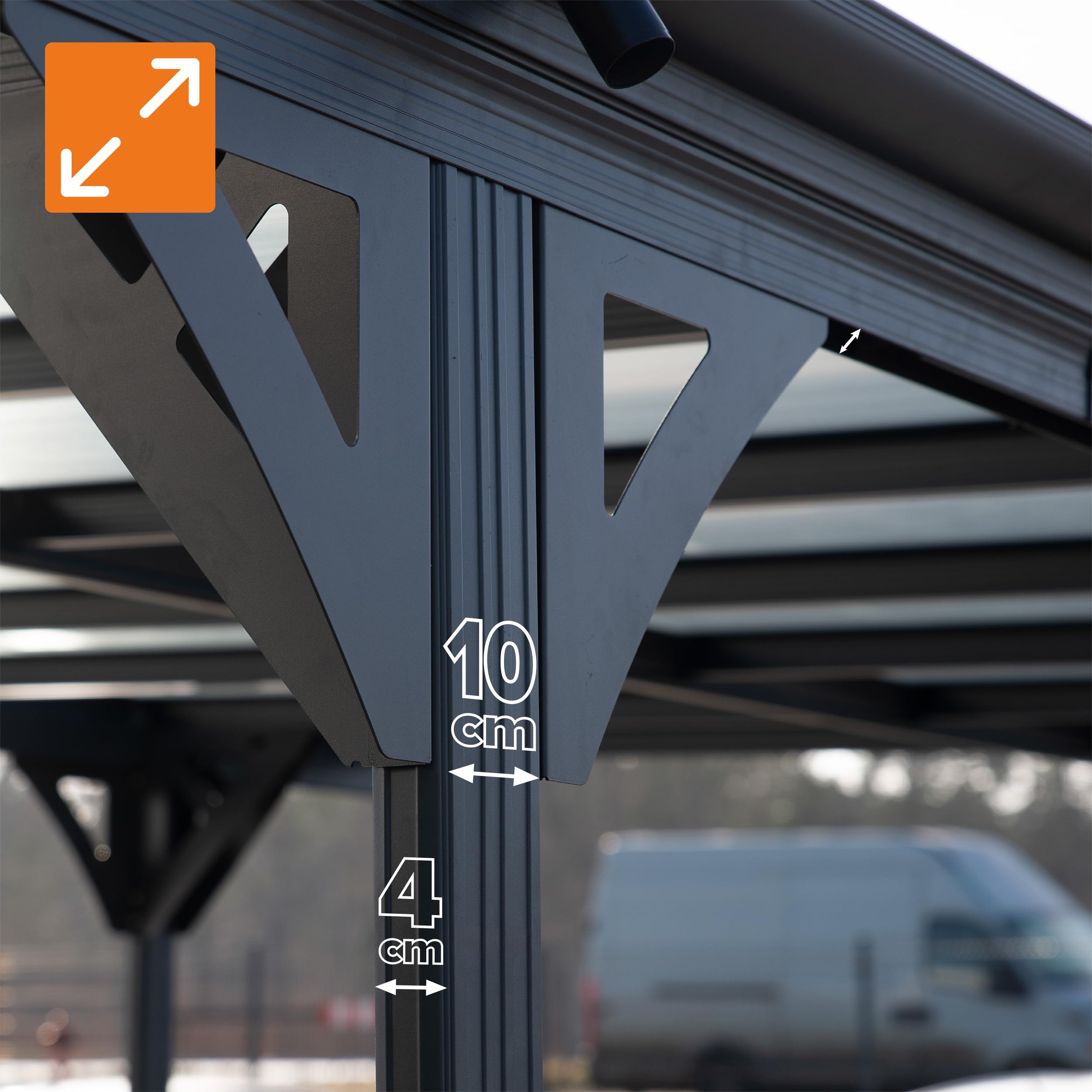 Grindi - Carport Aluminium 5x3 - Terrassenüberdachung Doppelstegplatten Tilos II - Pavillon - Pergola Aluminium - Dachzelt Auto - Gartenpavillon - Shelter - Grillpavillon Überdachung Terrasse