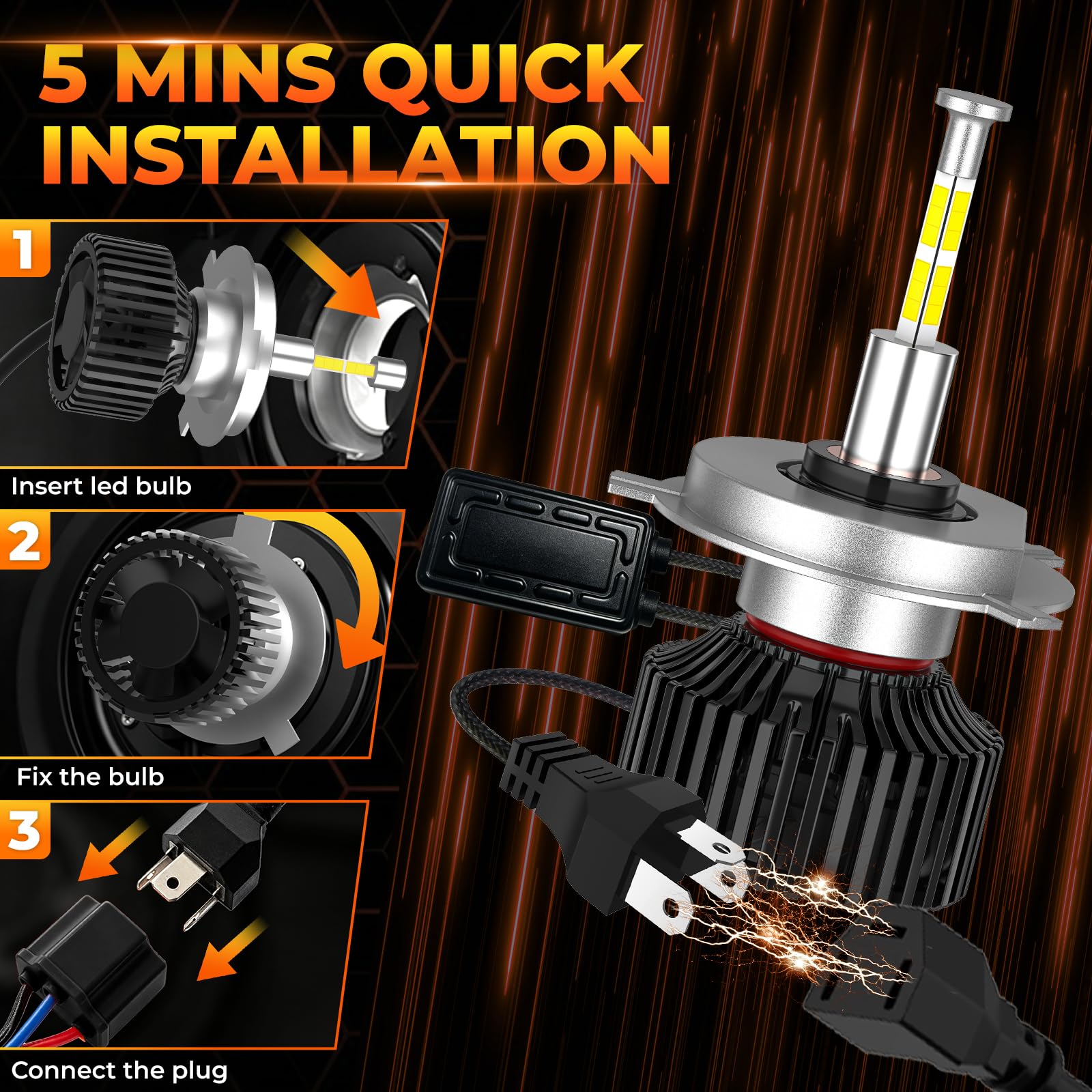 SHINYY Lampadine H4 LED 360 Gradi, 2026 Nuovo 360° 32000LM Alta Potenza 6500K Bianca Fredda Lampade LED H4 HB2 9003 per Fari Anabbaglianti e Abbaglianti Auto, CANbus Anti Errore, Pack da 2