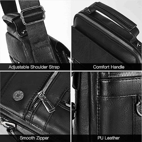 Miniatura 6 de Bolso cruzado pequeño para hombre, de piel sintética, bolso de mensajero, bolsa cruzada, bolsa de hombro, bolsa de pecho, trabajo, viajes al aire