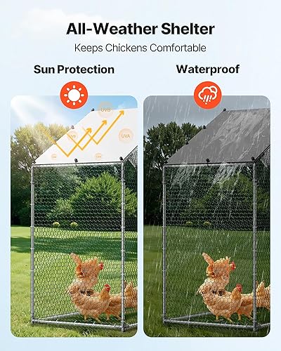 Vista 91 de VEVOR Gallinero de metal, 6.56 x 6.56 x 6.56 pies con tapa, gallinero de techo con cerradura de seguridad, corrales de aves de corral para patio