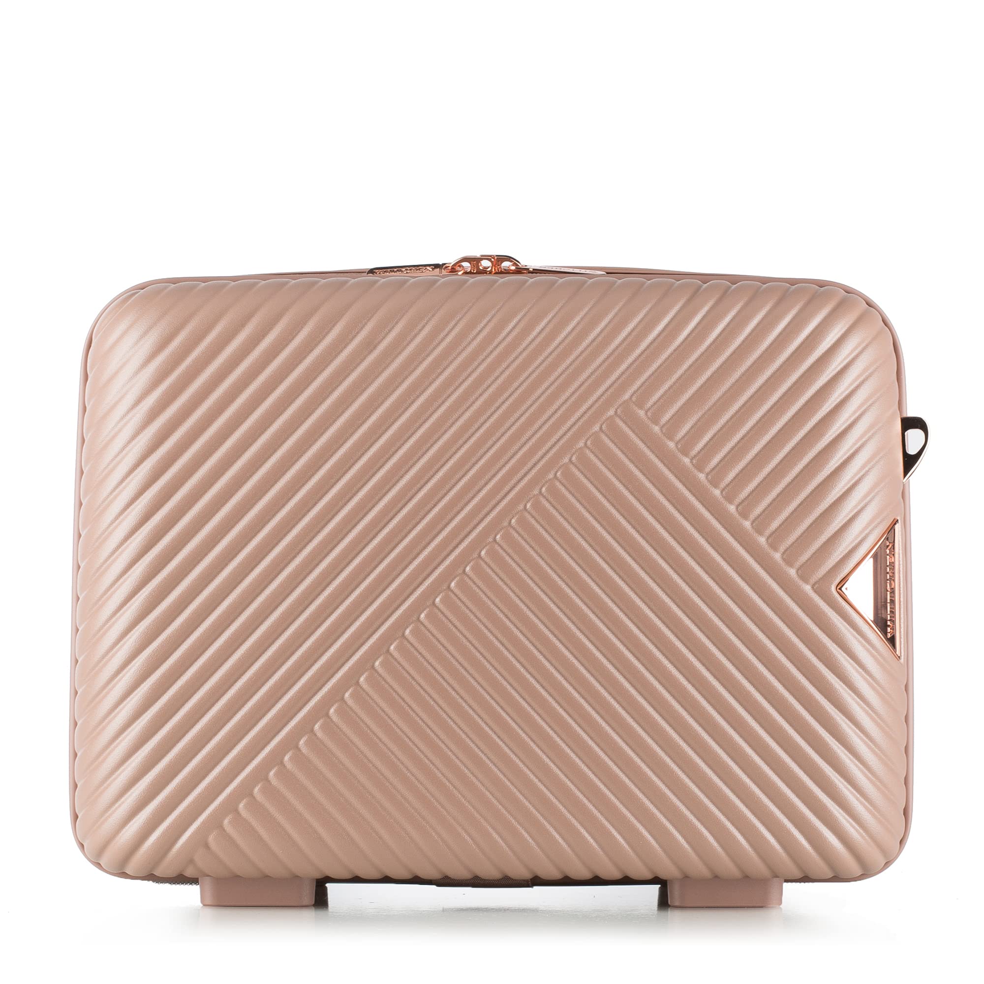 WITTCHEN Necessaire Estuche cosmético de viaje Maleta de mano Maletín de cabina Maleta de policarbonato con correa ajustable para cosméticos GL Style Rosa empolvado