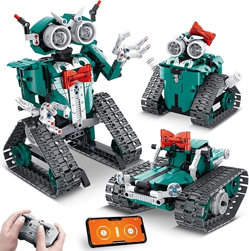 Miniatura 8 de Kit de bloques de construcción STEM para niños - Auto de carreras con control remoto y robot de juguete 2 en 1, gran regalo para niños, adolescentes
