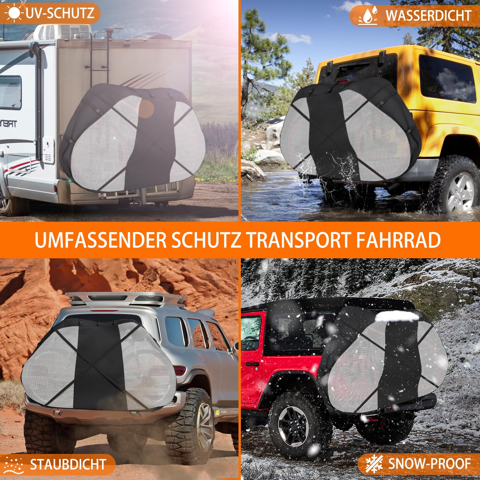 Wasserdichte Draußen-Fahrradaufbewahrung,Fahrradabdeckung für Transport von 2 Fahrrädern,heavy duty PU Beschichtung Fahrrad und E-Bike Transportschutz-204*92*127CM