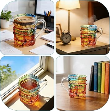 Chapter Book Mug, 2026 New Novelty Painted Coffee Mugs for Book Lovers, 190ML High Borosilicate Glass Book Cup