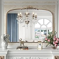 Mestikits 36x28 Antique Gold Arched Baroque Mirror - Ornate Metal Frame Vintage Wall Mirror for Bathroom Entryway Bedroom